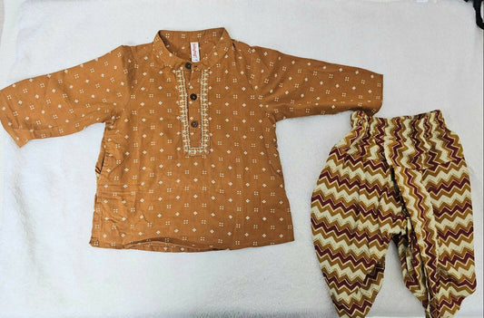  BABYHUG Brown Kurta & Dhoti – ethnic outfit for babies, soft fabric, comfortable design, perfect for festive occasions.