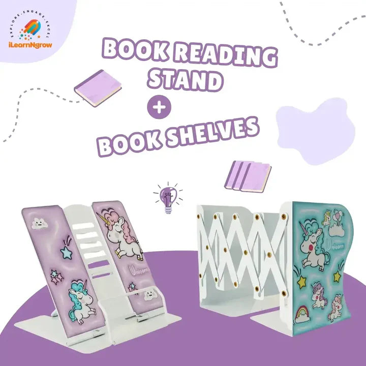 I LEARNNGROW Book Shelves + Book Reading Stand