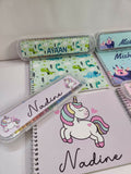 Personalized drawing set for kids featuring customized name detailing and creative art essentials for drawing, coloring, sketching, and fun artistic activities at home or on the go.
