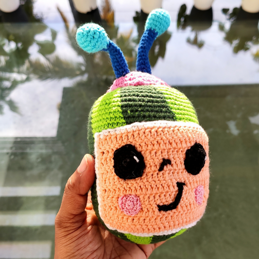 Coco Melon Logo Handmade in Crochet for Kids - A perfect, safe, and personalized gift for your little ones, adding a soft and cuddly touch to their favorite character