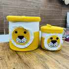 Two lion-themed storage baskets