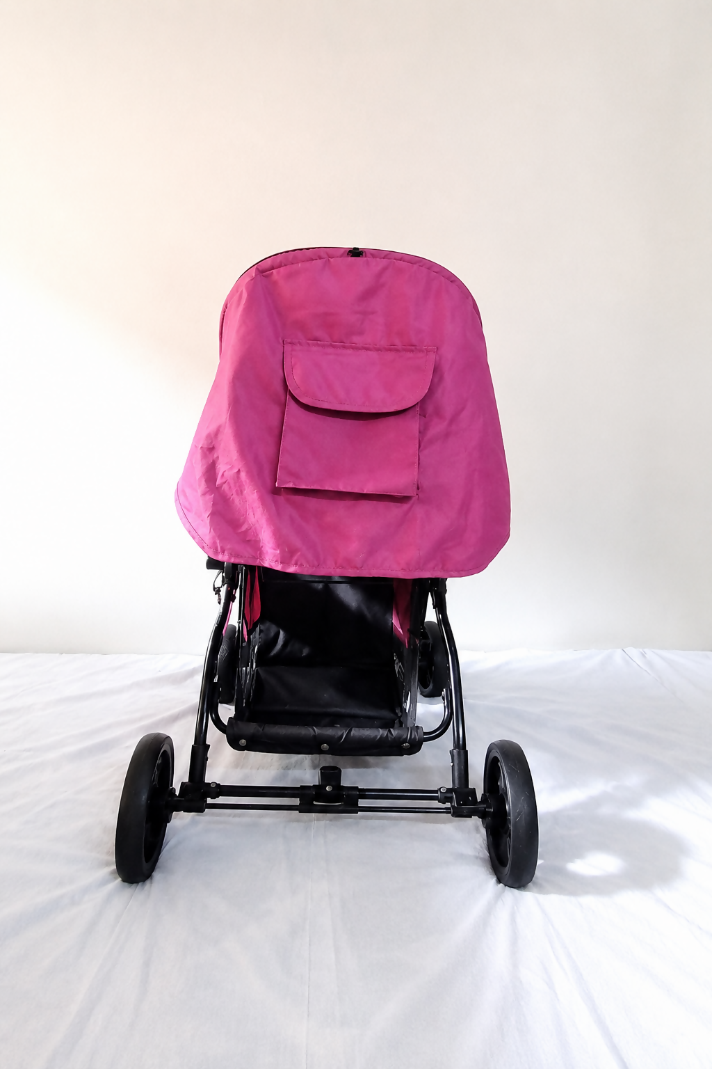 LUVLAP Galaxy reversible baby stroller in pink and black with foldable travel pram design, adjustable seat, canopy, and sturdy wheels for comfortable baby travel