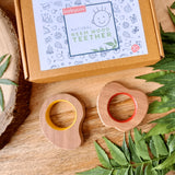 Explore shapes and soothe gums with Babycov's Cute Neem Wood Teethers - natural comfort for safe and playful chewing!