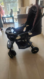 LuvLap stroller/pram with a reclining seat, 5-point safety harness, adjustable canopy, smooth wheels, spacious storage basket, and a lightweight foldable design for everyday outings.