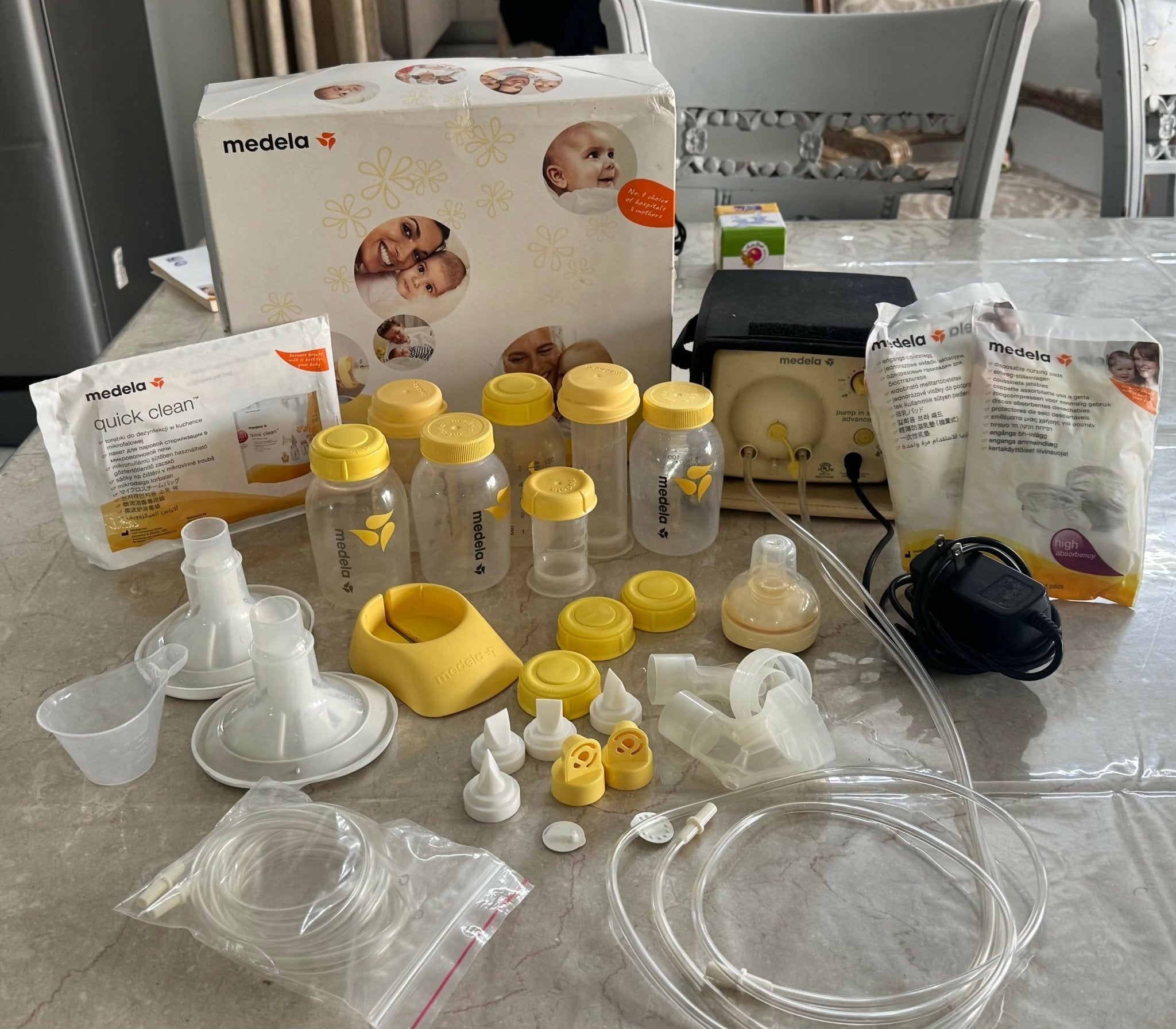 Medela Pump In Style Advance breast pump with efficient electric milk expression, adjustable suction levels, soft breast shields, and a portable design for comfortable breastfeeding support.