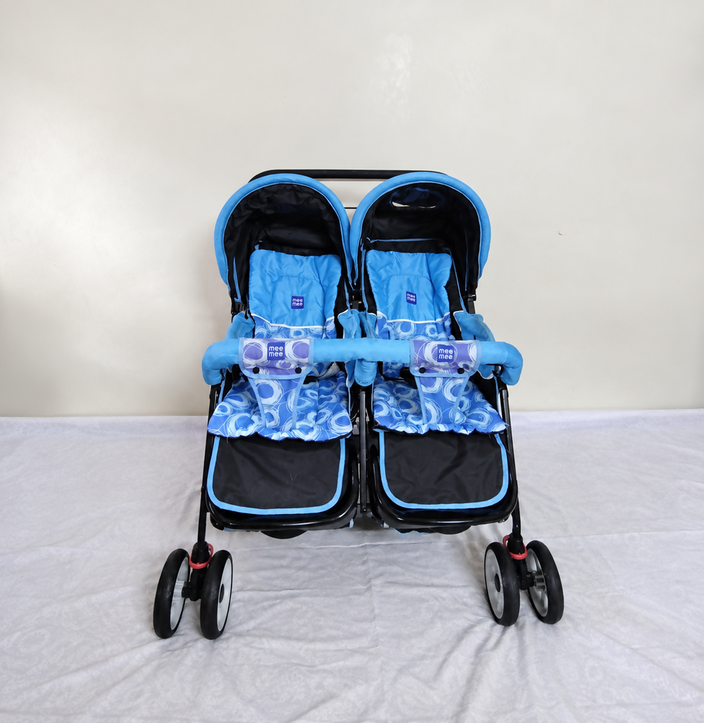 MEEMEE B197 Twin Baby Stroller with side-by-side double seating and foldable design.