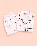 MELLOW Sweetheart Stripes night suit with soft comfortable fabric, striped pattern design, relaxed fit, and cozy comfort for bedtime, sleep, and everyday lounging.