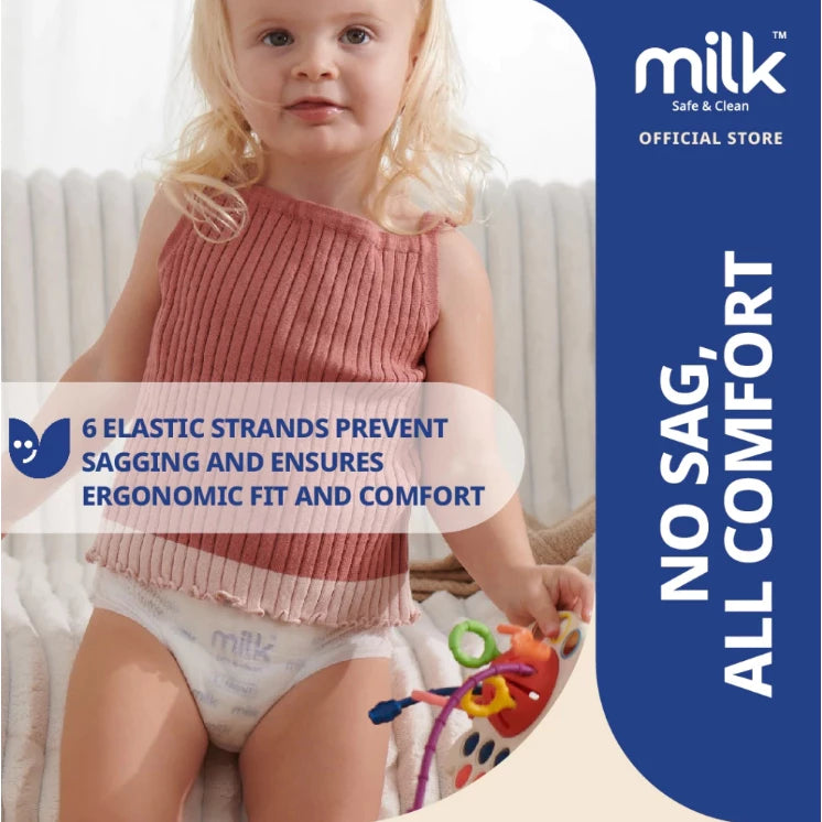 Milk Baby Diaper Yoga Pants, Size M - 42 Pcs, 6 To 11 KG