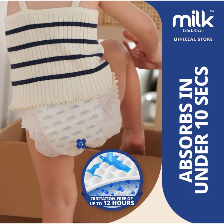 Milk Baby Diaper Yoga Pants, Size M - 42 Pcs, 6 To 11 KG