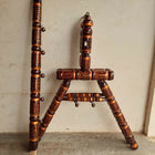 Malaysian teak wood single dandi cradle with soft cloth hammock, sturdy wooden frame, smooth finish, and traditional rocking design for a comfortable sleeping space for babies.