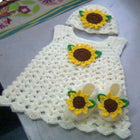 Crochet Frock / Dress with Cute Beanie & Shoes