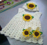 Crochet Frock / Dress with Cute Beanie & Shoes