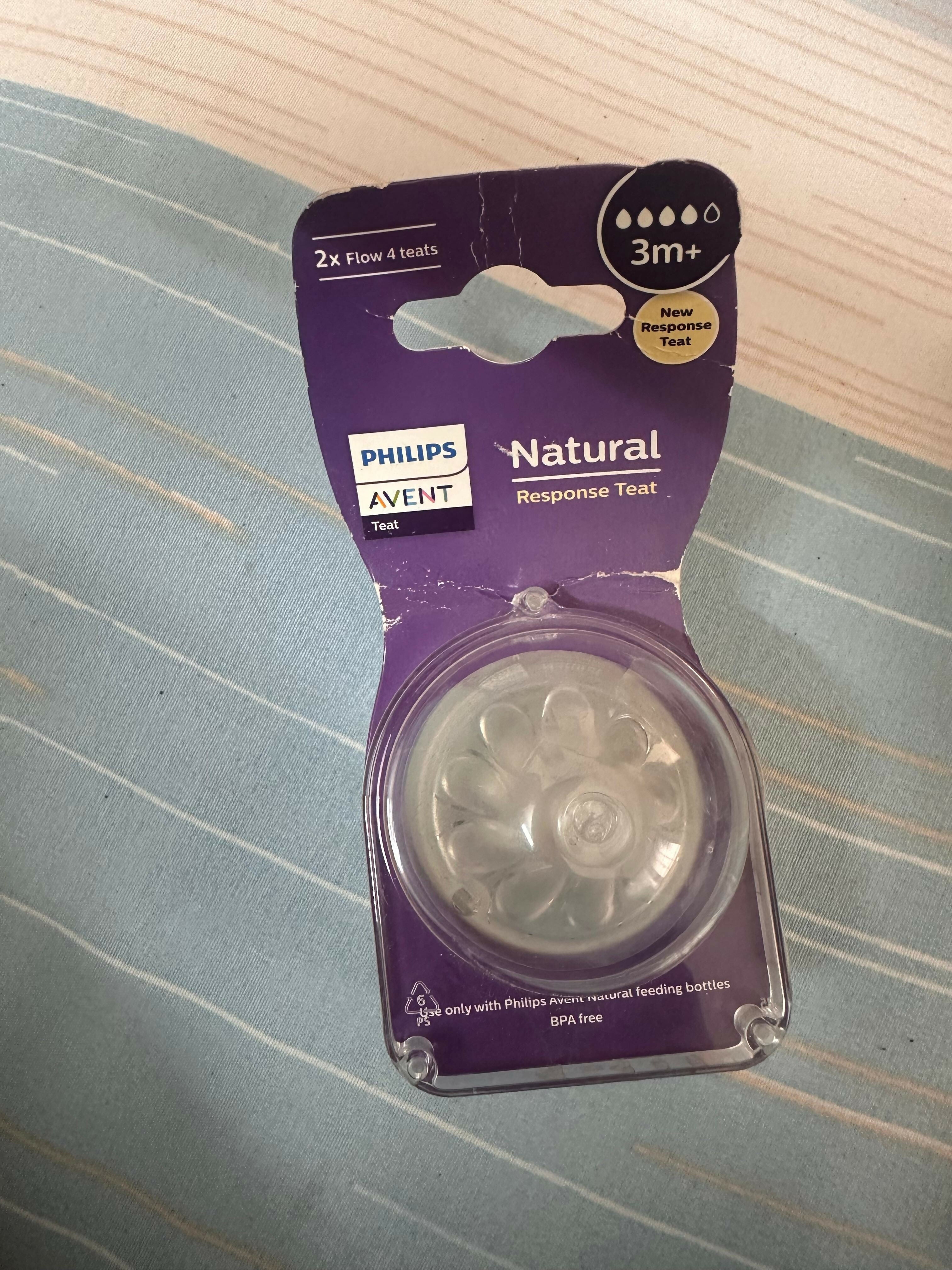 PHILIPS AVENT Natural Response Teat Flow 4 for babies 3 months+, Pack of 2 in Preloved New condition, designed for use with compatible Philips Avent Natural Response feeding bottles.