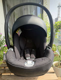 Cybex Cloud T Infant Car Seat with ergonomic reclining design, padded infant support, adjustable headrest, safety harness, side-impact protection, and comfortable seating for secure newborn and infant travel.