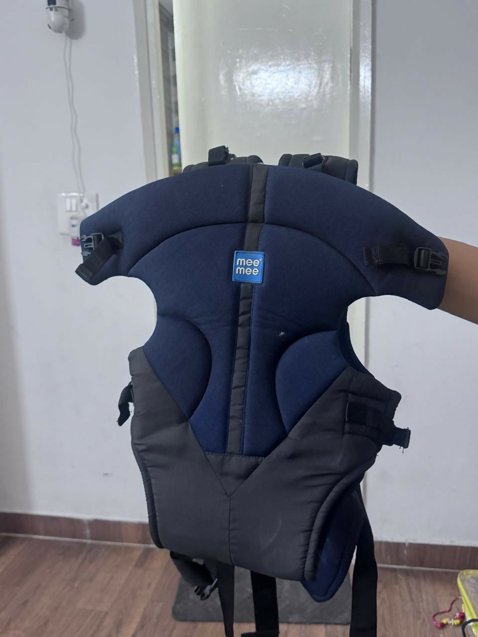 MEE MEE Comfy New Born Baby Carrier in Royal Blue, Almost New condition, featuring comfortable padded support, adjustable straps, secure fastening, and a practical hands-free design for carrying your little one during everyday outings.
