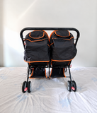 Mee Mee Twin Baby Stroller Double Pram 2 Seat Recline Canopy Foldable Orange