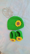 Sunflower Baby Booties And Beanie