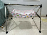 A TO Z HUB Portable Folding Ghodiyu – Traditional Baby Cradle with Cotton Cloth (Black)