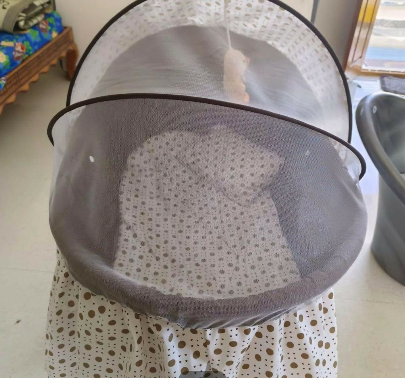 COOL BABY Premium Rocking Baby Cradle With Mosquito Net And Storage Basket