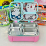 3-grid stainless steel lunch box with separate compartments, durable food-grade construction, secure lid, and a compact design to keep meals organized for school, work, and travel.