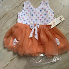 Brand new baby girl orange dress frock featuring soft comfortable fabric, charming design, and a comfortable fit for everyday wear, birthdays, and special occasions.