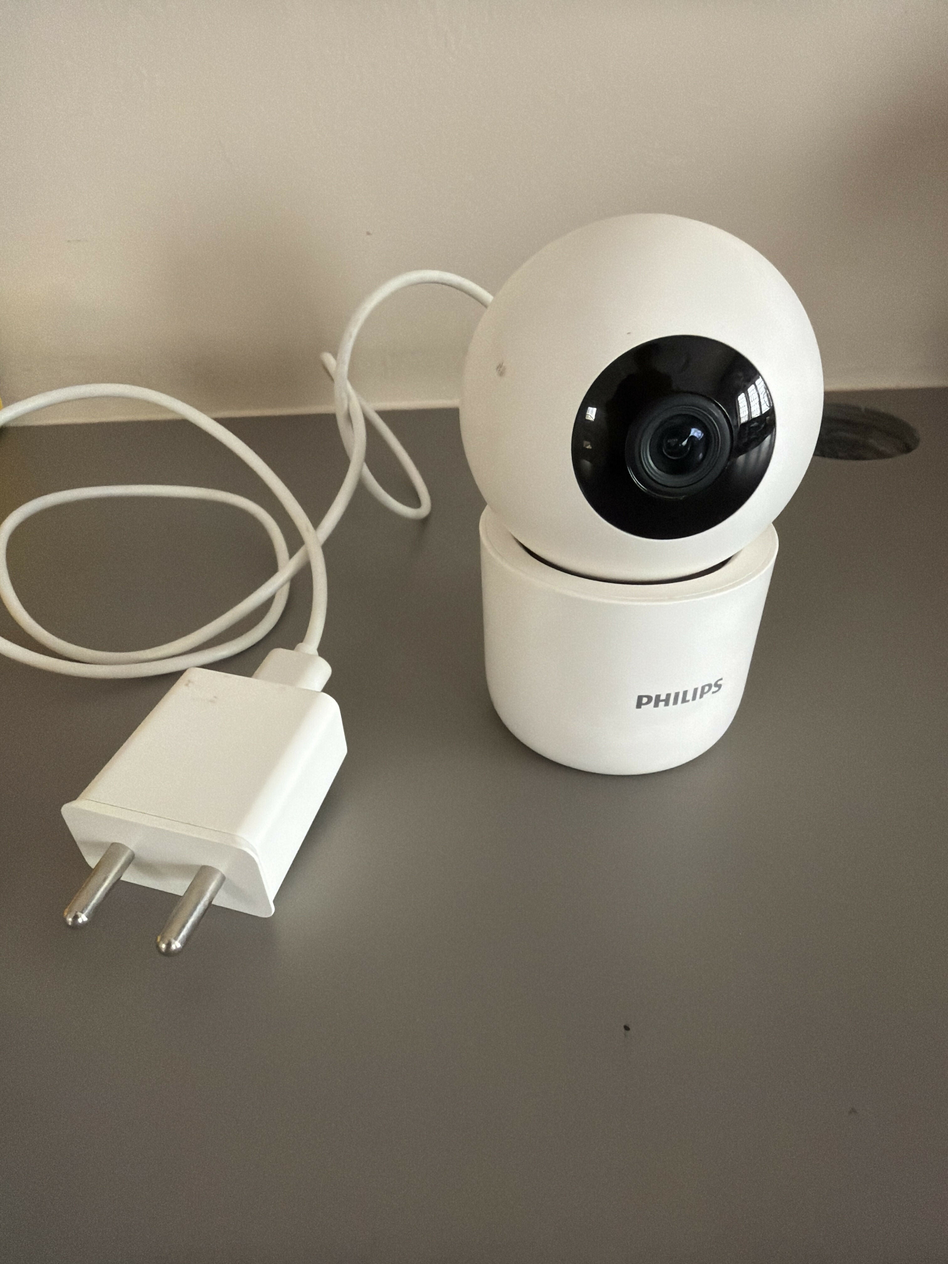 PHILIPS 3MP Wi-Fi Indoor 360 Degree Security Camera with full 360° panoramic coverage, 3MP HD resolution, Wi-Fi connectivity, motion detection, two-way audio, night vision, and remote monitoring via smartphone.