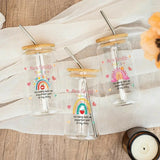 Teacher's Day Special Personalized Glass Tumbler with Steel Straw