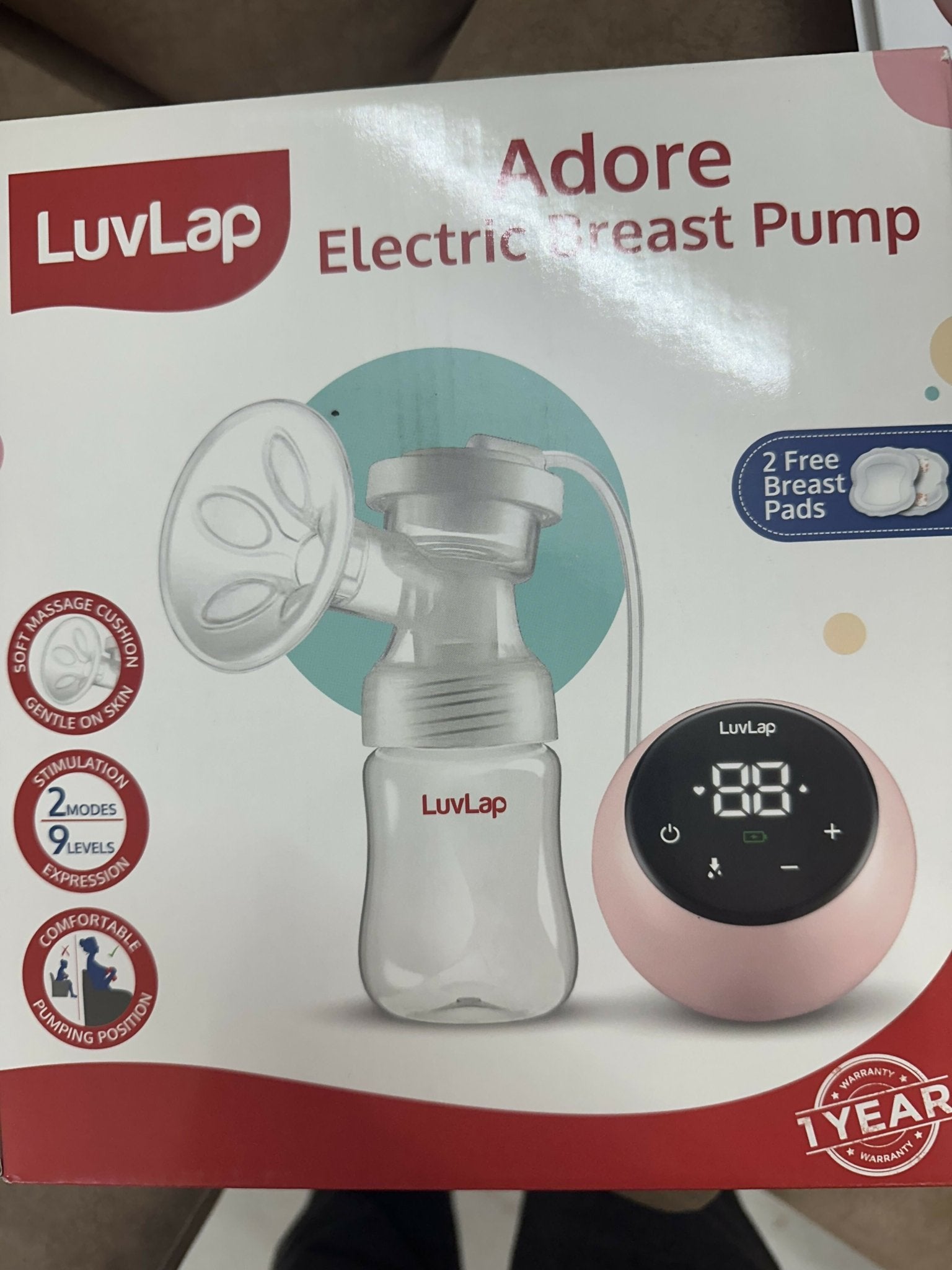 Electric Breast Pump with adjustable suction levels, soft silicone massage cushion, quiet motor, rechargeable design, and BPA-free components for comfortable and efficient milk expression.