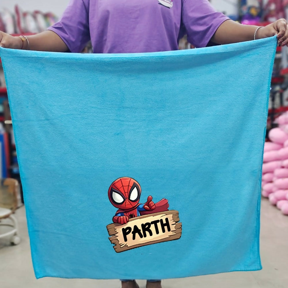 Personalized Kids Towel – 55 × 30 Inches featuring custom name personalization, soft absorbent fabric, generous size, and a child-friendly design for bath time, swimming, beach trips, and everyday use.