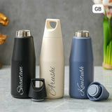 Personalized Temple Insulated Bottle (580 ml) with double-wall insulation, leak-proof lid, stainless steel construction, and custom name personalization to keep drinks hot or cold for everyday use.