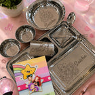 Personalized Stainless Steel Thali Set with custom name engraving, premium food-grade stainless steel, durable rust-resistant finish, and matching dining essentials for everyday meals and thoughtful gifting.
