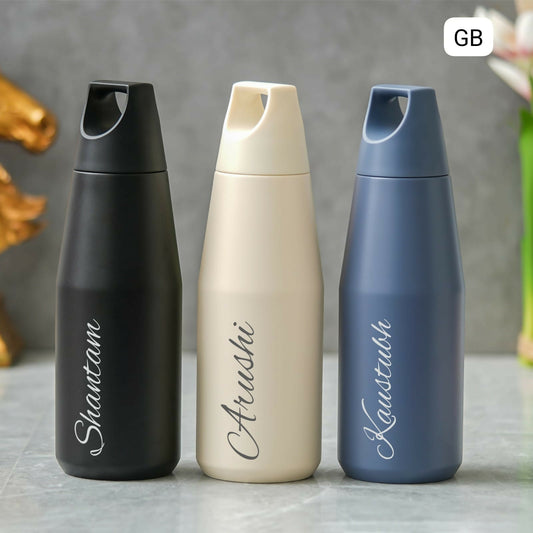 Personalized Temple Insulated Bottle (580 ml) with double-wall insulation, leak-proof lid, stainless steel construction, and custom name personalization to keep drinks hot or cold for everyday use.