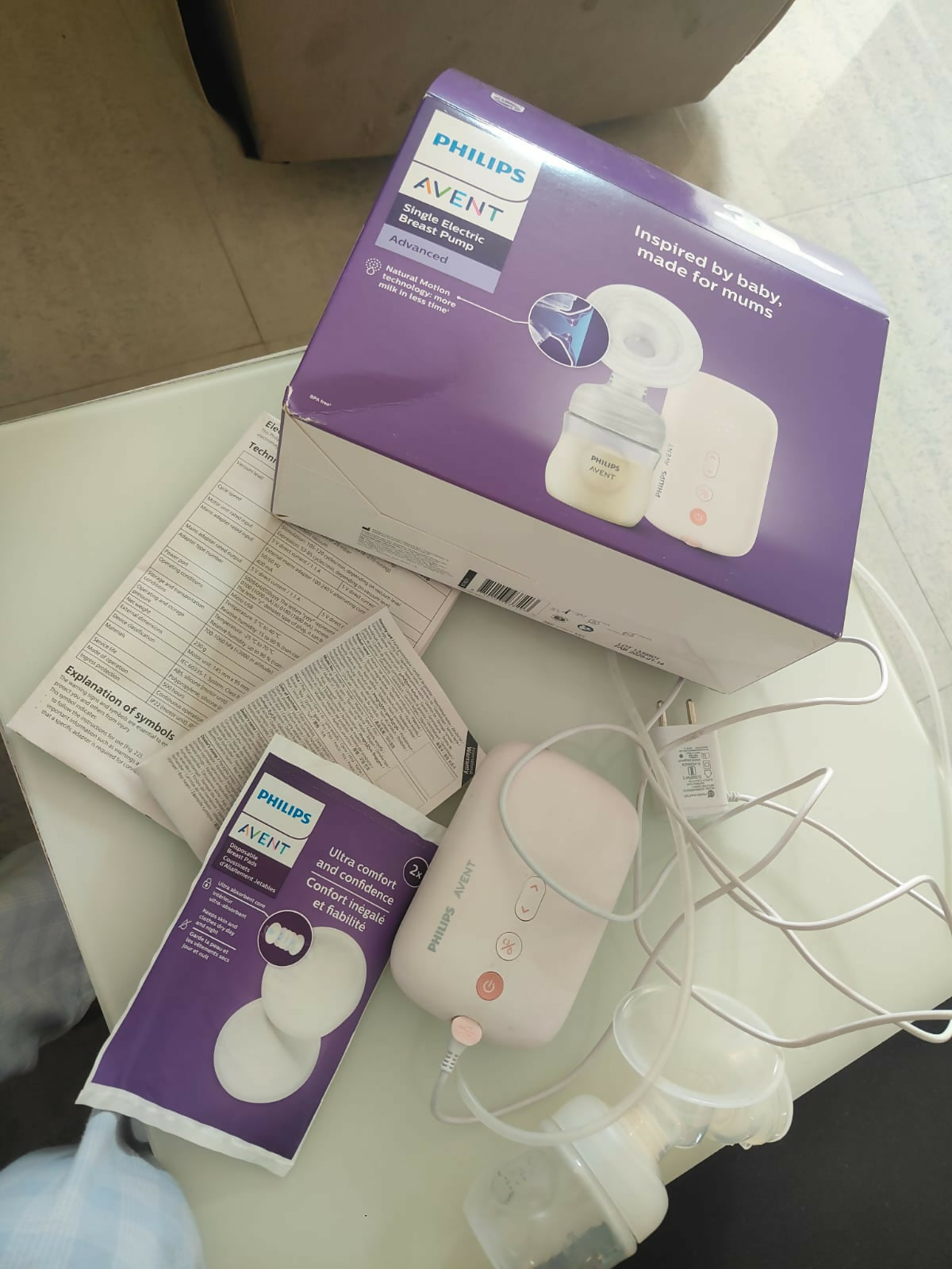 PHILIPS AVENT Electric Breast Pump in Some Used condition featuring convenient electric operation, adjustable pumping settings, comfortable breast cushion, and an easy-to-use design for everyday breast milk expression.