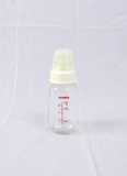 Pigeon 120ml Glass Feeding Bottle with Peristaltic silicone nipple, BPA-free glass, ergonomic shape, and durable design for safe, comfortable, and natural feeding for newborns and infants.