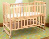 BABYHUG Montana Wooden Cot/Crib cum Rocker & BABYHUG High Density Soft Foam Baby Mattress, Dimensions: L107*W60*H85 cm