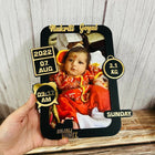 Baby photo frame with personalized details