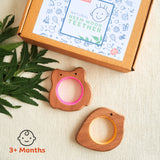 Explore shapes and soothe gums with Babycov's Cute Neem Wood Teethers - natural comfort for safe and playful chewing!