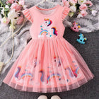 Unicorn Theme Net Partywear Dress/Frock