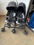 R FOR RABBIT Ginny & Johnny Stroller/Pram with a lightweight foldable frame, reclining seat, adjustable canopy, 5-point safety harness, smooth wheels, and storage basket for safe and comfortable travel with babies and toddlers.