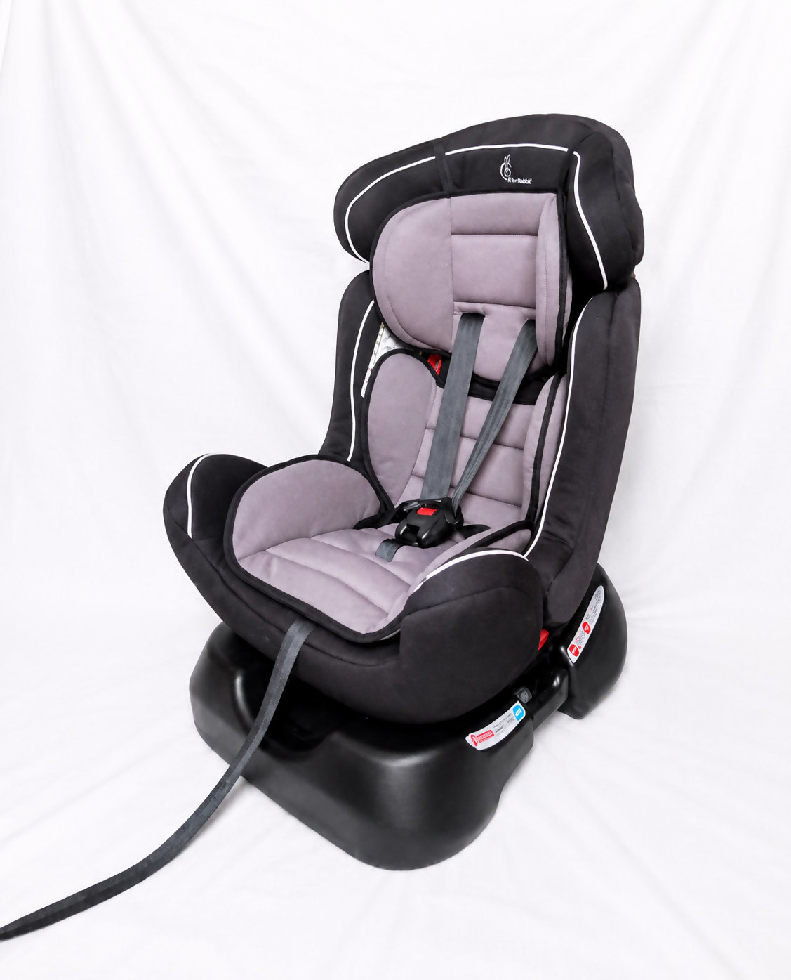 R for Rabbit Jack N Jill Grand convertible car seat (0–25 kg) with rear and forward-facing modes, adjustable headrest, 5-point safety harness, side-impact protection, and cushioned comfort for growing children.