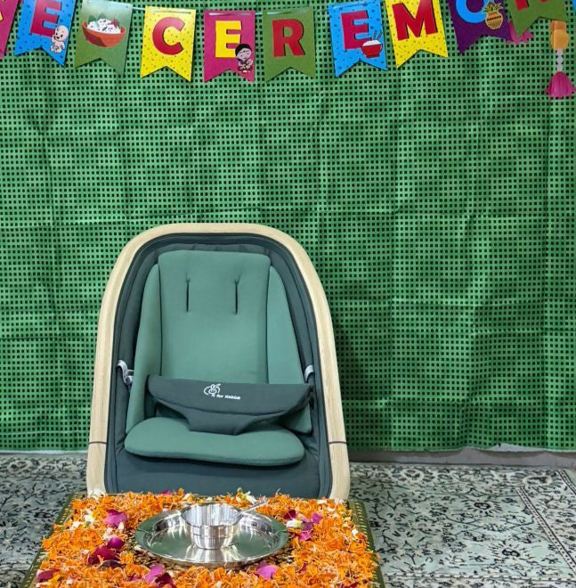 R for Rabbit Rock N Nap Bliss baby rocker and bouncer with cushioned seat, gentle rocking motion, secure safety harness, and comfortable support for baby relaxation and play.