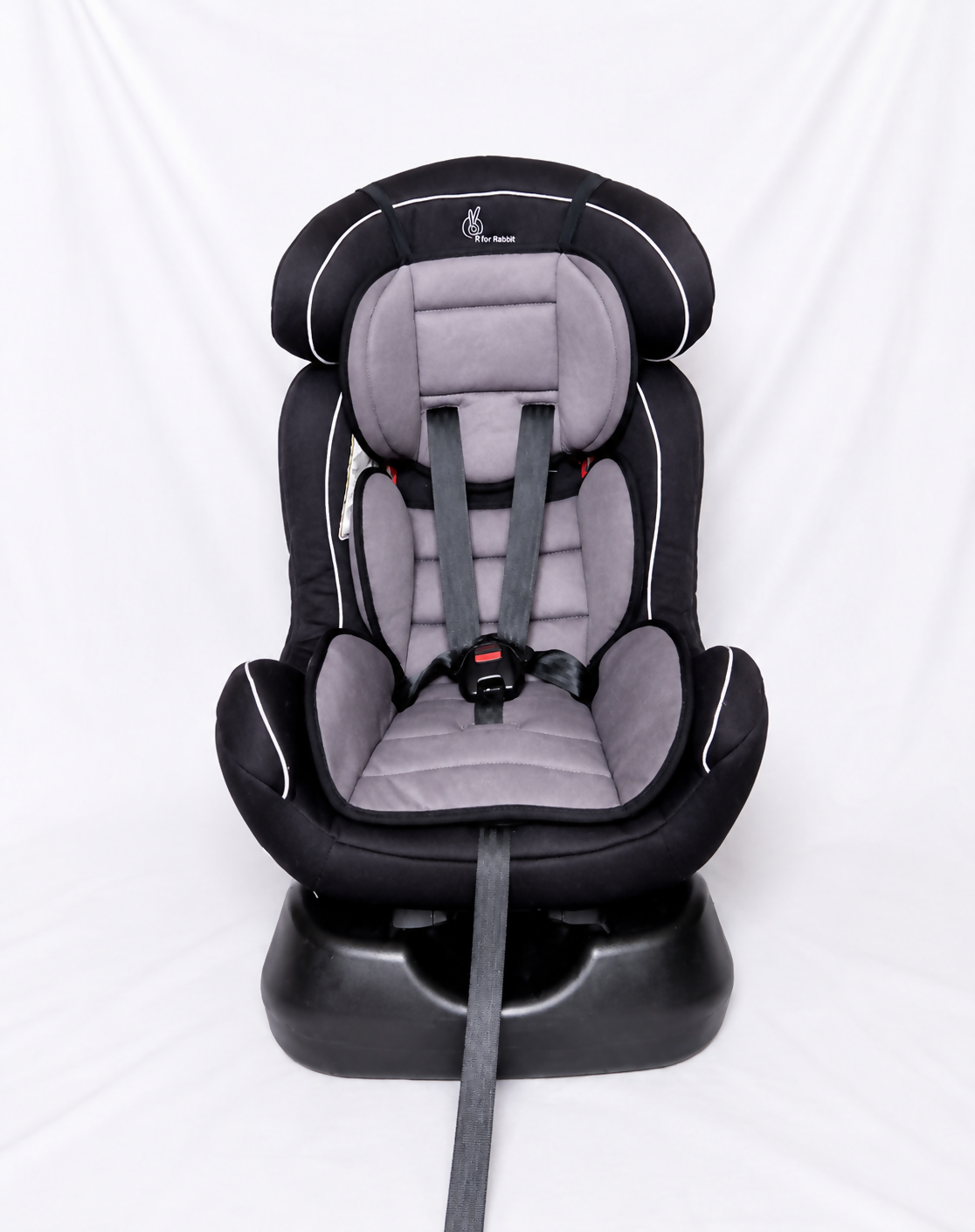 R for Rabbit Jack N Jill Grand convertible car seat (0–25 kg) with rear and forward-facing modes, adjustable headrest, 5-point safety harness, side-impact protection, and cushioned comfort for growing children.