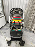 R FOR RABBIT Chocolate Ride Baby Stroller/Pram in Some Used condition, available in Ahmedabad, featuring comfortable seating, reclining backrest, protective canopy, safety harness, smooth wheels, and foldable design.