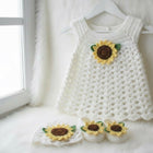 Crochet Frock / Dress with Cute Beanie & Shoes