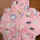 Pink children's jacket with cartoon designs 