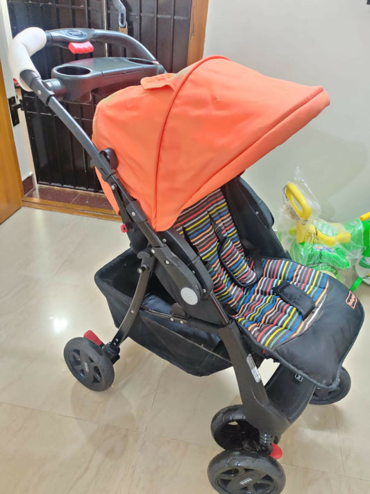 Shop now for the BABYHUG Wander Buddy Stroller/Pram with rear Parent Utility Box and Cup Holder, combining style, convenience, and comfort for your baby!