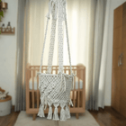 Elegant Ivory Macrame Baby Swing – Handcrafted Boho Hanging Chair