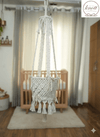Elegant Ivory Macrame Baby Swing – Handcrafted Boho Hanging Chair