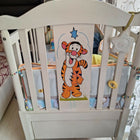 Wooden Baby Crib with Storage, Mattress & Bumper