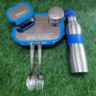 Buy Personalised Stainless Steel Tiffin Box, Bottle, Spoon, Fork Set – Durable, Custom Mealtime Kit for Kids

